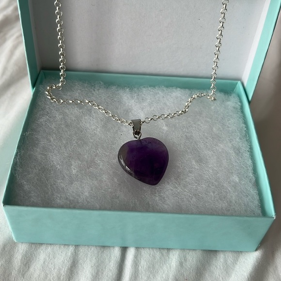 Amethyst Purple beauty serenty Heart necklace - Picture 3 of 4